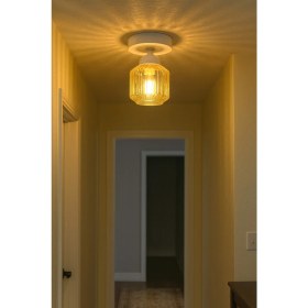 Resim Uçar Eriksen Modern Tasarım Antre Hol Mutfak Çocuk Odası Plofonyer Tavana Sıfır Minimal Camlı Tekli Avize 