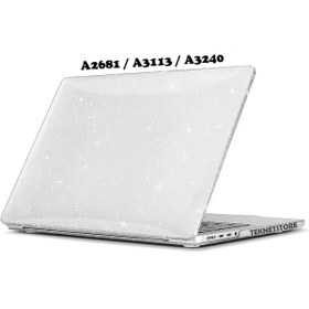 Resim TEKNETSTORE Apple Macbook Air 13.6 Inç 2022 2024 M2 M3 M4 Çip A2681 A3113 A3240 Kilif Parlak Simli Şeffaf Kapak 