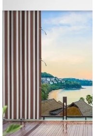 Resim Gencer Home Balkon Perdesi Kuş Gözü Ölçü Seçenekli Kahverengi Beyaz Kahverengi 