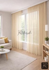 Resim Grek Dokulu Tül Perde Şampanya – Tok Etek, Zarif GörünümKurşun Sarım Şampanya 