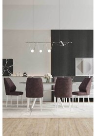 Resim Modalife Romeo 6 Sandalye 1 Sabit Masa Yemek Masası Takımı 6 Kişilik Duman Gri 