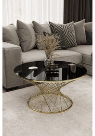 Resim Hasır Orta Sehpa Gold Kaplama Siyah Ayna Siyah - Altın 