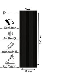 Resim Esnek Keçeli Slim Duvar Paneli 600cm Siyah 