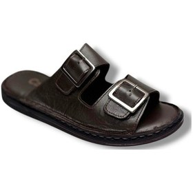 Resim Cakgo 602-26 Hakiki Deri Ultra Soft Çift Tokalı Anatomik Erkek Terlik 40-47 Kahverengi 