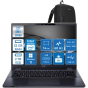 Resim Acer Travelmate P4 Intel Core I7-1260P 32GB 2tb SSD Intel UHD Graphics Fhd 14" Windows 11 Pro Taşınabilir Bilgisayar MP414WP06 + Zettaçanta 