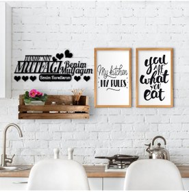 Resim Bk Home Dekoratif Doğal Ahşap Raf Mutfak Konseptli 2’Li Ahşap Tab (489668831) 