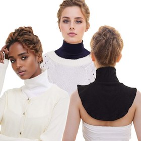 Resim 3 adet Klasik Düz Renkli Balıkçı Yaka Kazak Seti - Yumuşak ve Rahat Polyester Mock Balıkçı Yaka, Dantel Detaylı, Nefes Alabilir ve Dekoratif, Günlük ve Resmi Durumlar için, Rahat Giyim | Zarif Yaka Detaylı | Polyester Elyaf, Kazak Setleri 