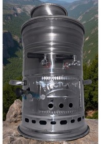 Resim Funasgroup Çift Musluklu 3.5 LT Paslanmaz Kömürlü Odunlu Semaver 