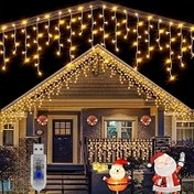 Resim 1 adet USB ile çalışan buz sarkıtı icicle ışıkları, 8 aydınlatma modu ile 4,0 metre, Açık Hava Noel Tatili Süslemeleri, Veranda, Ev, Bahçe, Ağaç, Çit, Bahçe, Parti için LED Işıltılı Işıklar, Pil Gerekmez, Tüysüz 