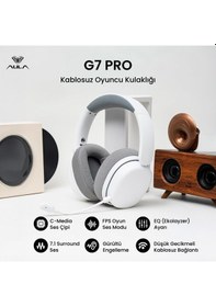 Resim Aula G7 Pro Tri Mode Kablosuz Rgb Gaming Mikrofonlu Oyuncu Kulaklığı 7.1 Surround Ses 40mm Driver Düşük Gecikme E-spor Kulaklık Beyaz 