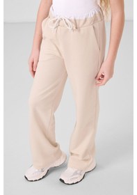 Resim Tommylife Beyaz-bej O Yaka Baskılı Geniş Paça Standart Fit Kız Çocuk Palazzo Eşofman Takım - 75171 Beyaz/bej Beyaz - Bej 