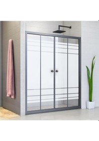 Resim Durul Duşakabin Ön Cephe Siyah Profil Desenli Siyah 