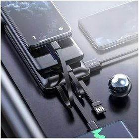 Resim 20000mAh Dijital Göstergeli Dahili Çoklu Kablolu Powerbank, Taşınabilir Şarj Cihazı, Yüksek Şarj Kapasiteli Hızlı Şarj Destekli Type-C Lightning Uyumlu Powerbank, Seyahat İçin İdeal 