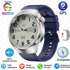 Resim Huawei İzle 4 Pro İçin Akıllı Saat Erkekler Amoled Hd Ekran Bluetooth Çağrı Gps Blue Silicone1 Metalik 