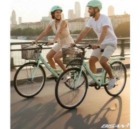 Resim Bisan Lotus Şehir Bisikleti 34 cm V 24 Jant 21 Vites Mint Yeşil Beyaz 