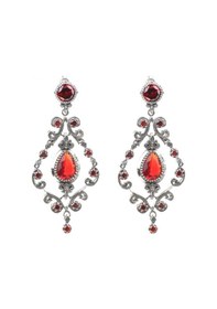 Resim 925 Ayar Gümüş Garnet Taşlı Antik Avize Küpe 