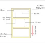 Resim 30x60 Barkod Etiketi Eko Termal Kuşe 1500 Sarım 