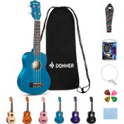 Resim Donner DUS-10B Soprano Ukulele Seti (Mavi) 