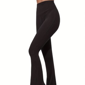 Resim Kadınların Süper Yumuşak Yüksek Bel Flare Pantolonları, Karın Kontrolü Yumuşak Bootleg Bootcut Pantolonlar, Kadınların Aktif Giyim 