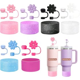 Resim 3 adet Silikon Su Şişesi Aksesuar Seti, Kupalar için Uygun, 3 adet - Evrensel Bot ve Pipet Kapakları, Tekrar Kullanılabilir, BPA'sız Pipet Kapakları 20-40oz Bardaklar için 