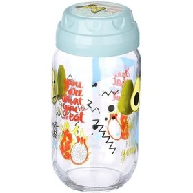 Resim Practika Vintage Dekoratif Desenli Cam Kavanoz 1000 ml - 33,8 oz - Avokado 
