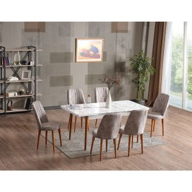 Resim ADAHOME 80x130(KAPALI) 80x170(AÇIK) Yemek Odası Takımı Mutfak Masası Takımı Yemek Masası 6 Kişilik 