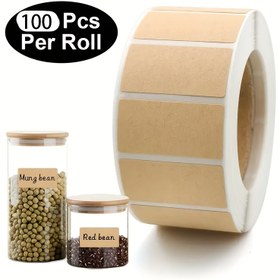 Resim 100 adet kendinden yapışkanlı kraft kağıdı mühürleme etiketi, elle yazılabilir kategoriye ayırma ve paketleme için. 