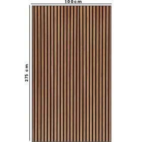 Resim Mdf Ahşap Akustik Duvar Paneli - 100 x 275 cm - Teak 