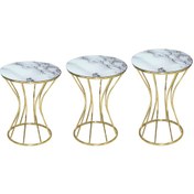 Resim Brc Kum Saat Zigon Model Beyaz Mermer Temper Cam Metal Çelik Gold 