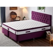 Resim Niron Violet Yatak Seti 200x200 cm Çift Kişilik Yatak Baza Başlık Takımı - Orta Sert Yatak Mor Baza ve Başlığı 