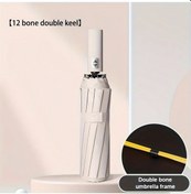 Resim Willowhaven Bej Rüzgar Geçirmez 24 Çubuk Şemsiye Uv Koruma Otomatik Açılır Katlanır 