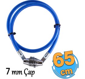 Resim Badem10 Şifreli Bisiklet Halat Zincir Kilidi 65 cm Çelik Kilit Çap 7 mm Ø Hırsız Önleme Güvenlik 1 Adet 