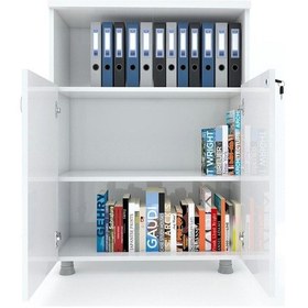 Resim Modüler Dünyası Kapaklı Kitaplık Dosya Dolabı Beyaz - 80X38X117 (307710261) Beyaz 