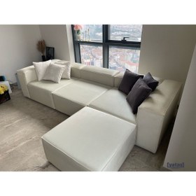 Resim Mobilya Stant Most Mollis 4 Modül Köşe Koltuk Anka 01 Kırık Beyaz Kadife Kumaş Yumuşak Sünger (Evinize Teslim) 