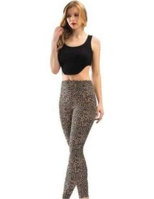 Resim Kota 4059 Leoparlı Leopar Desenli Uzun Taytleopar Desenli Xl Kahverengi 