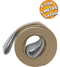 Resim Badem10 Sapan Polyester Spanzet 6 Ton 4 Metre Kahve Sağlam Yük Kaldırma Taşıma İndirme Halat 