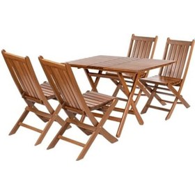Resim Avşa Ahşap Katlanır Bahçe Balkon Seti: 80x120 Masa + 4 Sandalye 
