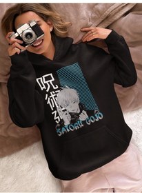 Resim Sevbano Satoru Gojo Baskılı Unisex Oversize Jujutsu Kaisen Anime Dizi Kar Siyah 