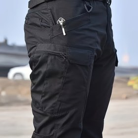 Resim Erkek Taktik Kargo Pantolonu - Dayanıklı Çoklu Cep Yapısı İş Pantolonu, Açık Hava Yürüyüşü, Bahar ve Sonbahar, Esnek Olmayan Kumaş, Normal Beden (Kemer Yok), Yürüyüş Pantolonu, Yürüyüş Kıyafeti, Fonksiyonel Tasarım, Esnek Olmayan Malzeme 