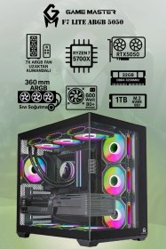 Resim Game Master F7 Lite Argb R7-5700X 32 GB 1 TB SSD RTX5050 Free Dos Masaüstü Oyuncu Bilgisayarı 