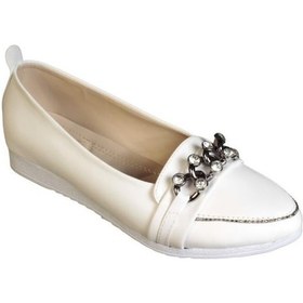 Resim Yazkış Kadın Siyah Beyaz Cilt Üzeri Taşlı Rahat Taban Babet 001 