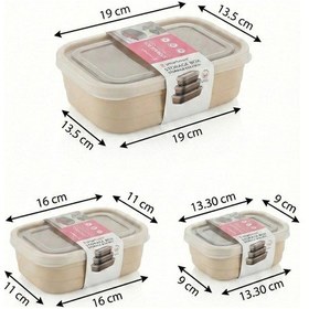 Resim 3'lü Bej Plastik Saklama Kabı 
