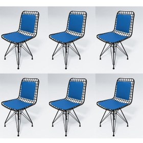 Resim Knsz kafes tel sandalyesi 6 lı mazlum syhmvi sırt minderli ofis cafe bahçe mutfak 