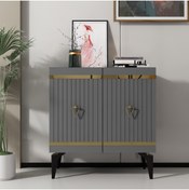 Resim cantek dizayn 75 Cm Yumy Konsol-çok Amaçlı Dolap Antrasit-altın 