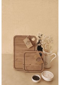 Resim -damlataş Serisi Sunum Ve Kesme Tahtası 2'li Set Ahşap Görünümlü 18 Mm Mdf Kahverengi 