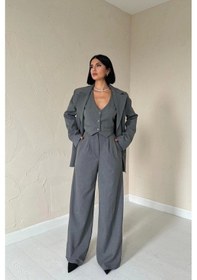 Resim Defymoda Antrasit Klas Ceket Ve Yelek Ve Pantolon Takım Antrasit 