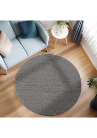 Resim Yumuşak Bukleli Sisal Jüt Salon Oturma Odası Gri Renkli Yuvarlak Halı 