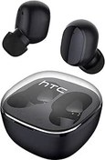 Resim HTC True Wireless Earbuds 6 Bluetooth 5,3 inç kulak stereo kulaklık, dahili mikrofonlu dokunmatik kontrol, kablosuz gürültü önleyici kulaklık, Android ve iOS için şarj kılıflı 22H çalma süresi, siyah 