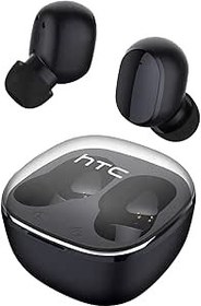 Resim HTC True Wireless Earbuds 6 Bluetooth 5,3 inç kulak stereo kulaklık, dahili mikrofonlu dokunmatik kontrol, kablosuz gürültü önleyici kulaklık, Android ve iOS için şarj kılıflı 22H çalma süresi, siyah 