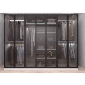 Resim Vetra Reflekte Cam 7 Kapaklı Gardırop Montaj Dahil - Beyaz 280 Cm 